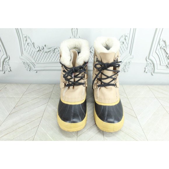 Sorel Tan Leather Faux Fur Wool Waterproof Snow Boots Size 9 - Picture 5 of 10